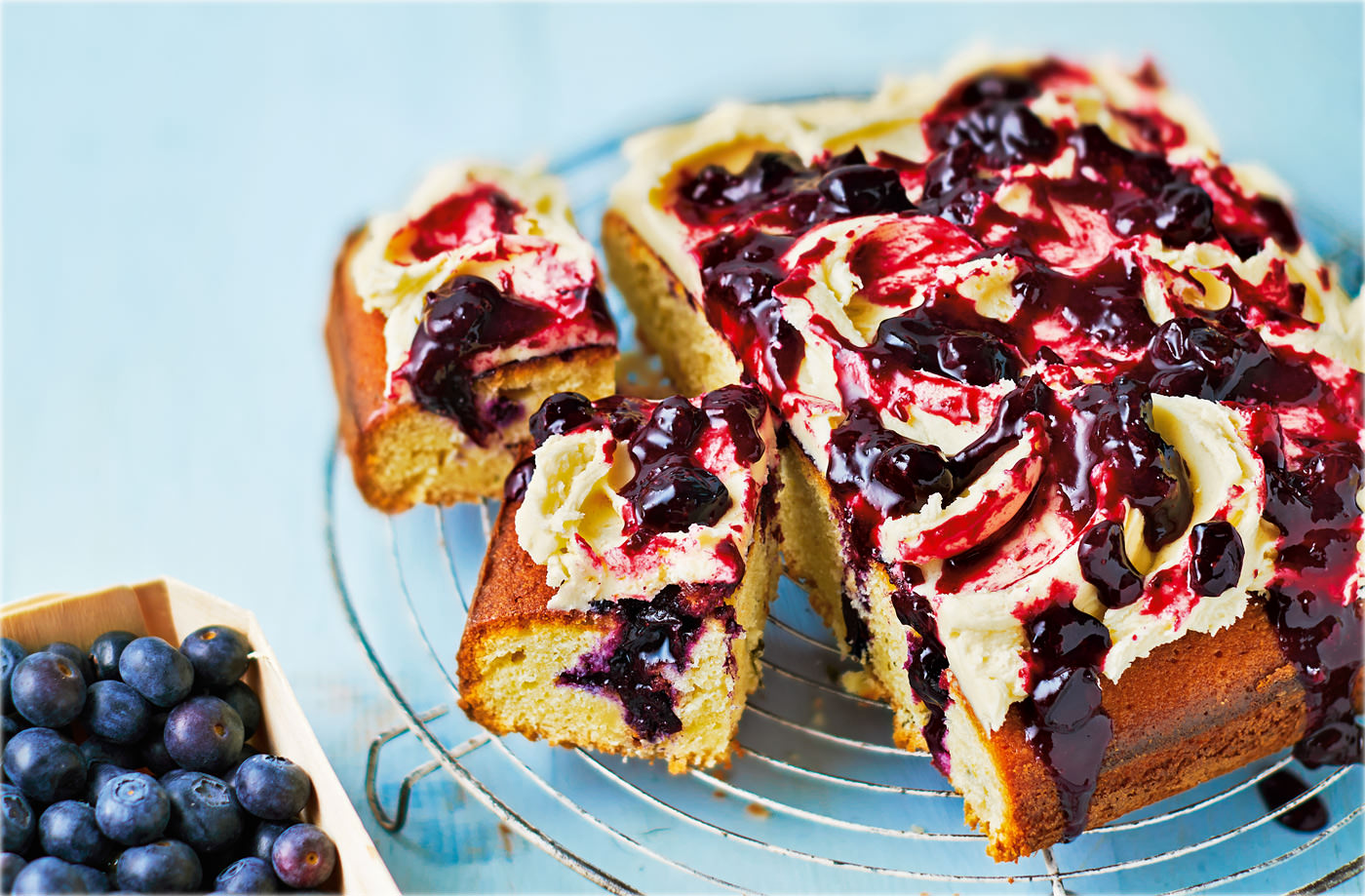 Blueberry, lemon and thyme poke cake